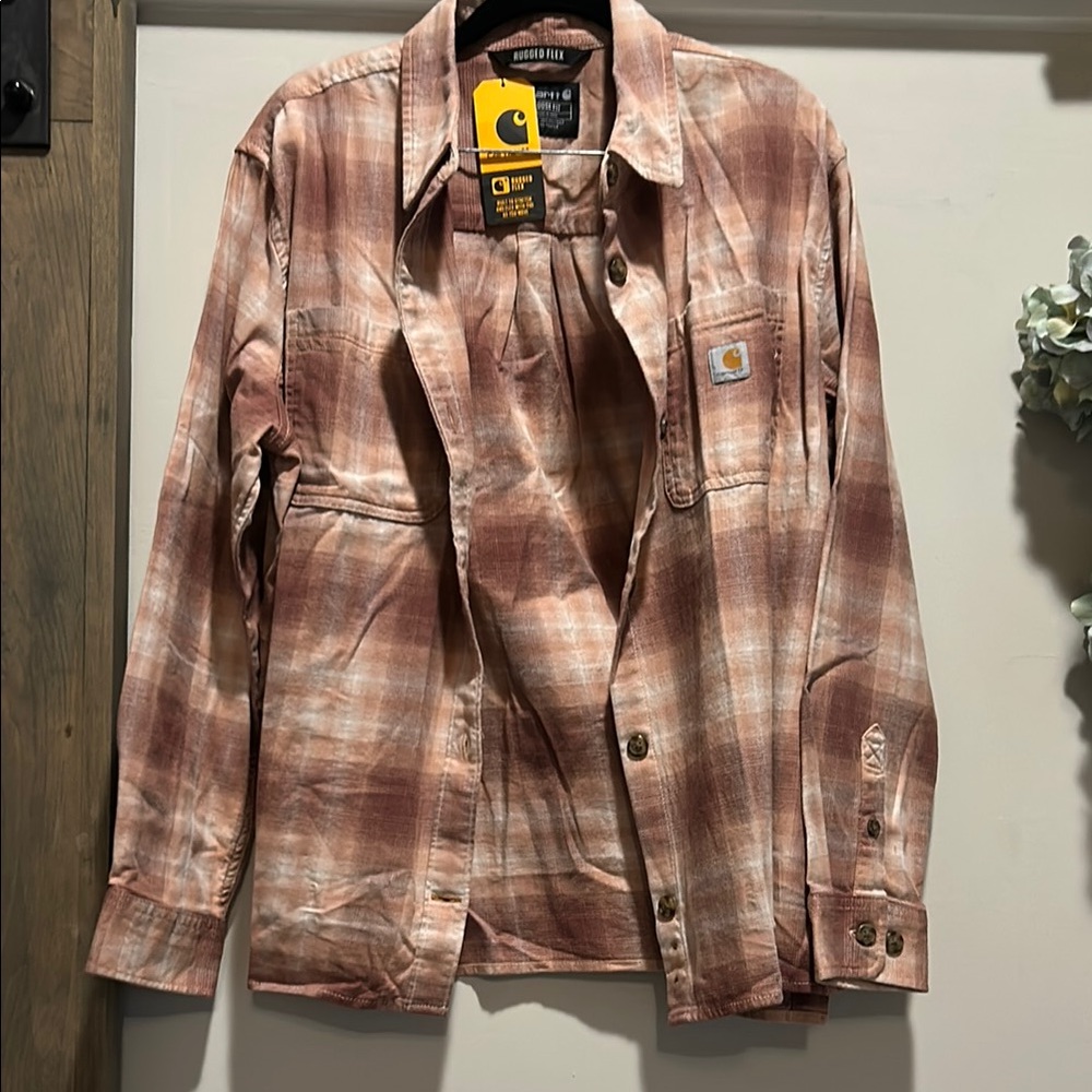 Carhartt Tan Plaid Long Sleeve Shirt